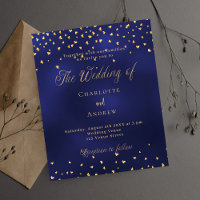 Invitación a la boda de corazones de oro azul de l