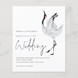 Lámina Invitación a la boda de Crane Elegante de Presupue