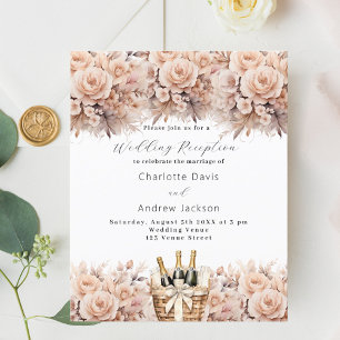 Lámina Invitación a la boda de Cream rosas Boho