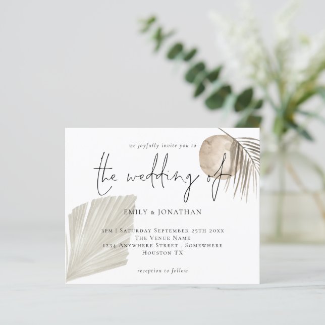 Lámina Invitación a la boda de crema de hierba de Boho Pa (Anverso de pie)