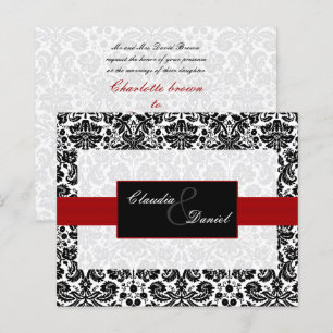 Lámina Invitación a la boda de Damasco Negro Rojo y Presu