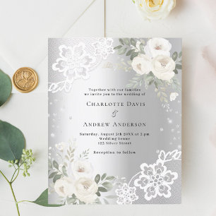 Lámina Invitación a la boda de diamantes de florines blan
