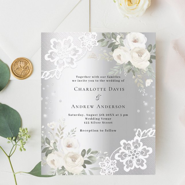Lámina Invitación a la boda de diamantes de florines blan (Subido por el creador)