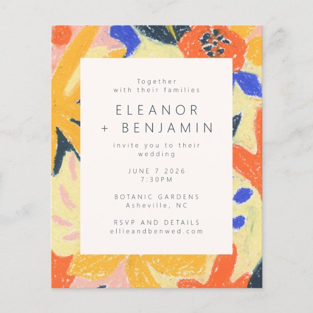 Lámina Invitación a la boda de diversión botánica de Budg (Anverso)
