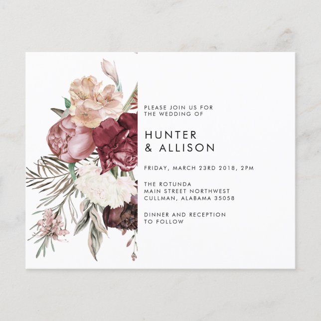Lámina Invitación a la boda de Dusty Floral (Anverso)
