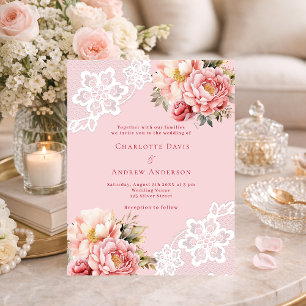 Lámina Invitación a la boda de encaje blanco de florines 