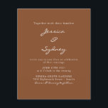 Lámina Invitación a la boda de escritura de Siena moderna<br><div class="desc">Invitación a la boda Minimalista de Siena marrón con escritura contemporánea</div>