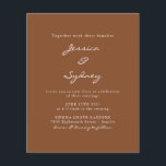 Lámina Invitación a la boda de escritura de Siena moderna<br><div class="desc">Invitación a la boda Minimalista de Siena marrón con escritura contemporánea</div>