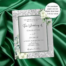 Lámina Invitación a la boda de eucalipto blanco plateado