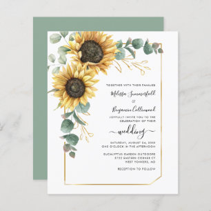 Lámina Invitación a la boda de Eucalipto de girasol flora