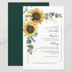 Lámina Invitación a la boda de Eucalipto de girasol flora