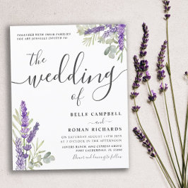 Lámina Invitación a la boda de eucalipto y lavanda