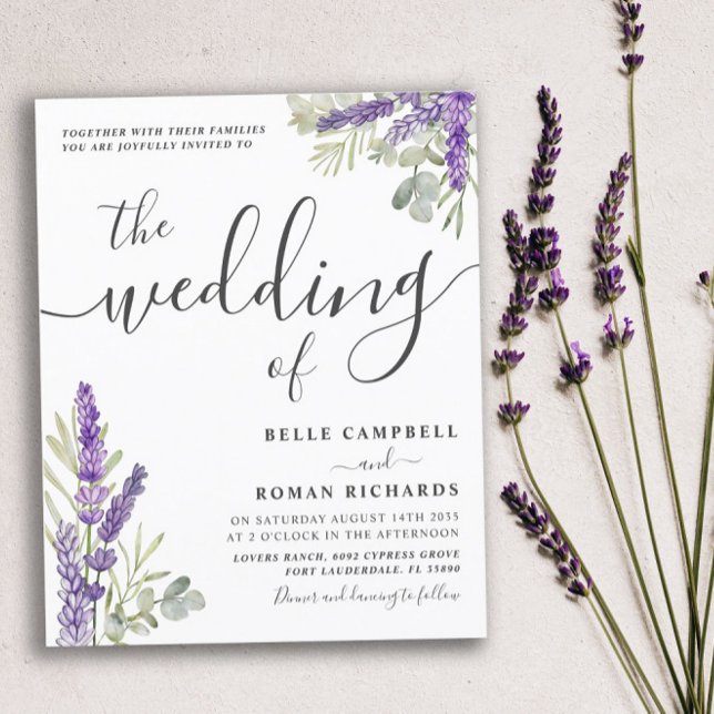 Lámina Invitación a la boda de eucalipto y lavanda (Subido por el creador)