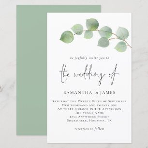 Lámina Invitación a la boda de eucaliptos modernos de pre