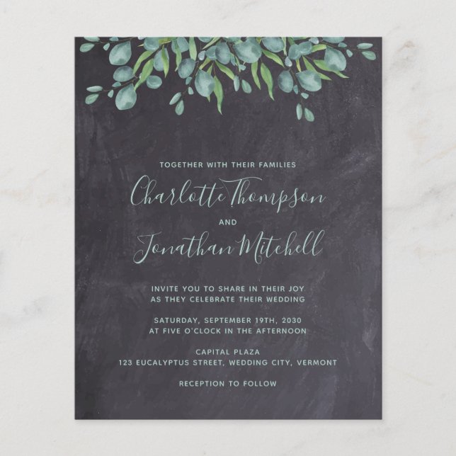 Lámina Invitación a la boda de Eucalyptus (Anverso)