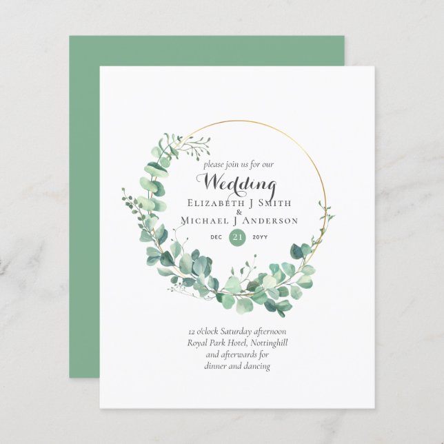 Lámina Invitación a la boda de Eucalyptus (Anverso / Reverso)