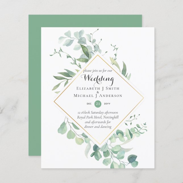 Lámina Invitación a la boda de Eucalyptus (Anverso / Reverso)
