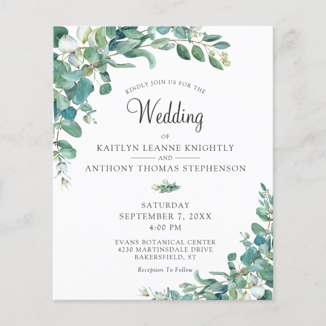 Lámina Invitación a la boda de Eucalyptus (Anverso)