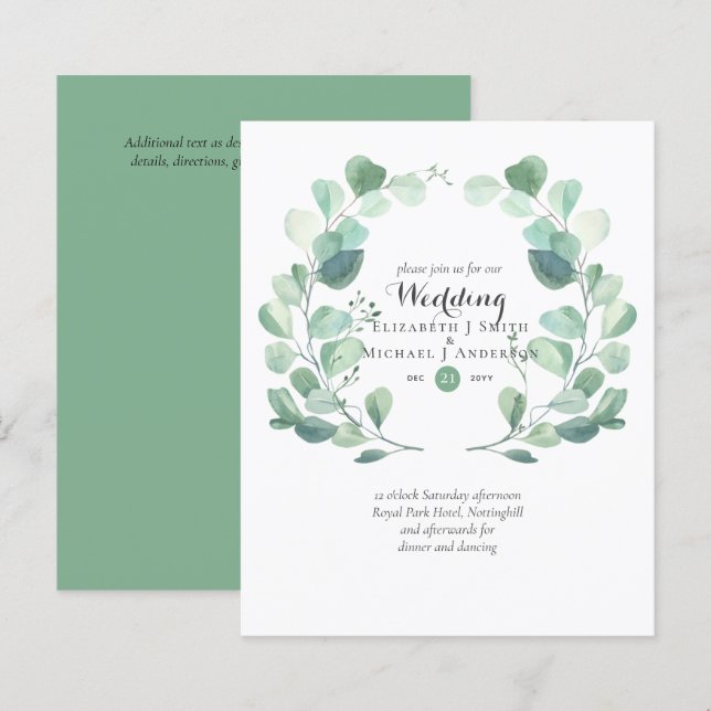 Lámina Invitación a la boda de Eucalyptus (Anverso / Reverso)