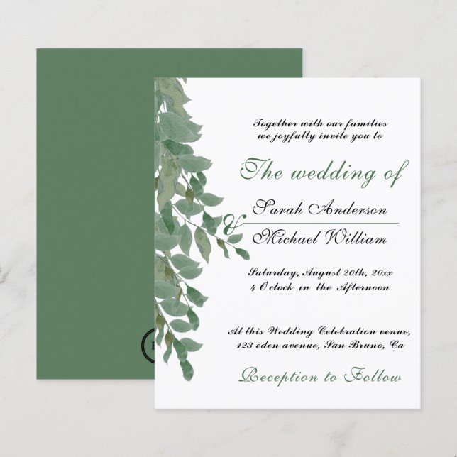 Lámina Invitación a la boda de Eucalyptus (Anverso / Reverso)