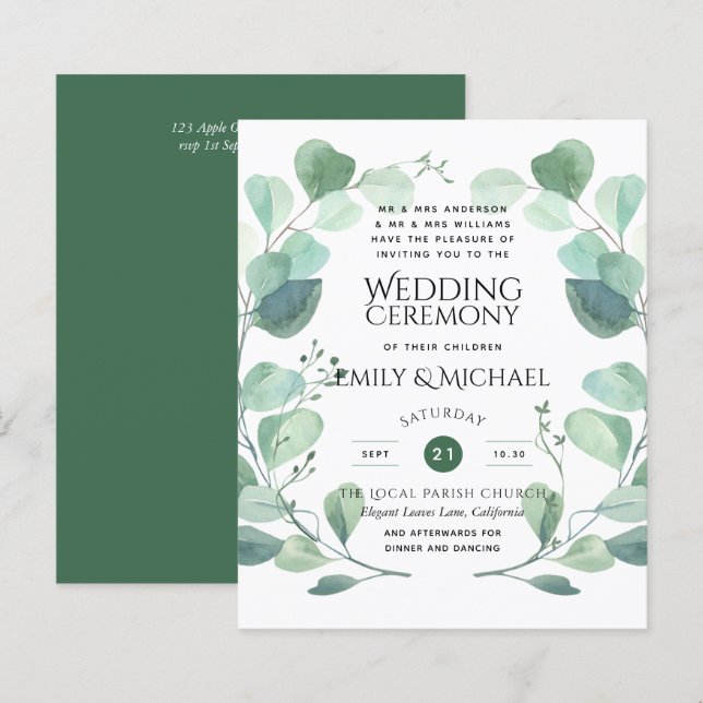 Lámina Invitación a la boda de Eucalyptus (Anverso / Reverso)