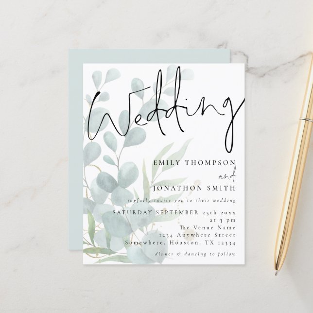 Lámina Invitación a la boda de Eucalyptus con guión moder (Anverso/Reverso In Situ)
