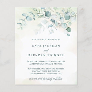 Lámina Invitación a la boda de Eucalyptus Greenery Budget