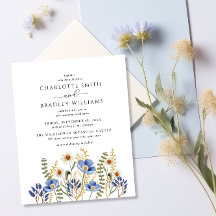 Invitación a la boda de Flora Silvestre Azul Dusty