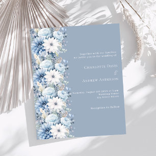 Lámina Invitación a la boda de flores azules y polvorient