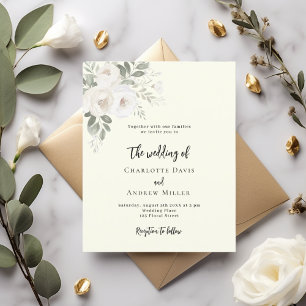 Lámina Invitación a la boda de flores blancas de marfil