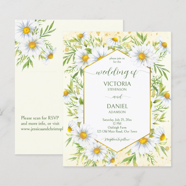 Lámina Invitación a la boda de flores de primavera salvaj (Anverso / Reverso)