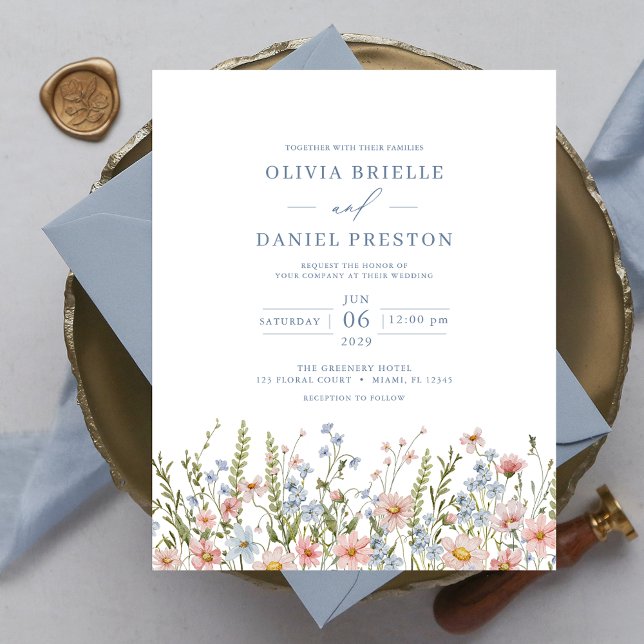 Lámina Invitación a la boda de Flores Silvestres con colo (Subido por el creador)