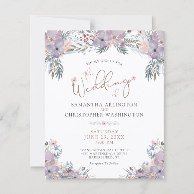 Lámina Invitación a la boda de flores silvestres de presu (Anverso)