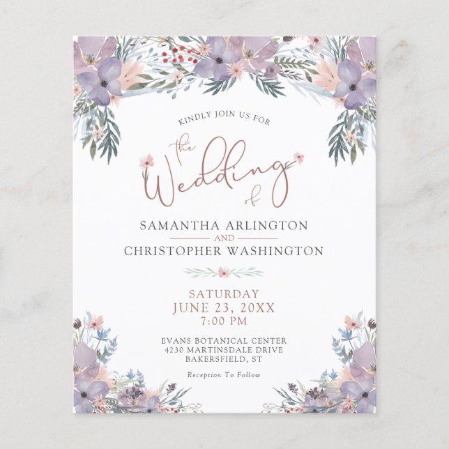 Lámina Invitación a la boda de flores silvestres de presu (Anverso)