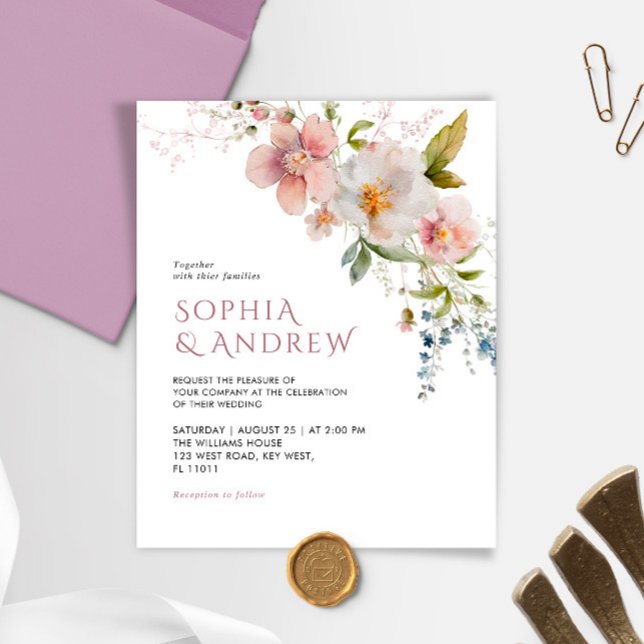 Lámina Invitación a la boda de flores silvestres elegante (Subido por el creador)