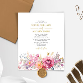 Lámina Invitación a la boda de flores silvestres púrpuras
