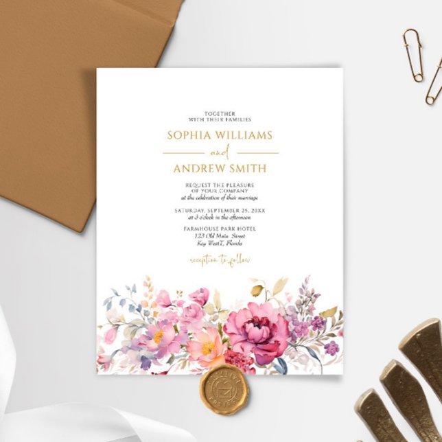 Lámina Invitación a la boda de flores silvestres púrpuras (Subido por el creador)
