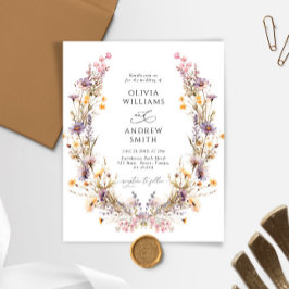 Lámina Invitación a la boda de flores silvestres púrpuras