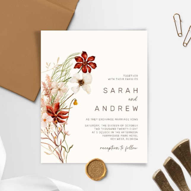 Lámina Invitación a la boda de flores silvestres secas y  (Subido por el creador)
