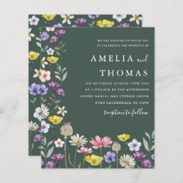 Lámina Invitación a la boda de flores silvestres verdes c