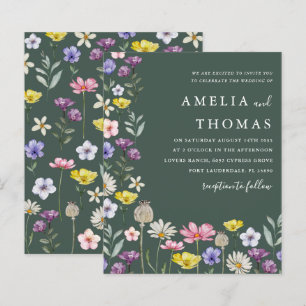 Lámina Invitación a la boda de flores silvestres verdes c