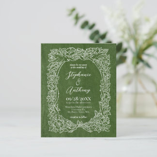 Lámina Invitación a la boda de flores silvestres verdes d