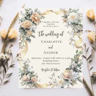 Lámina Invitación a la boda de florines amarillos con cin