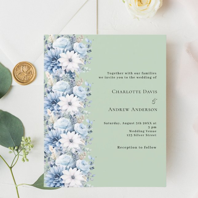 Lámina Invitación a la boda de florines azules polvorient (Subido por el creador)