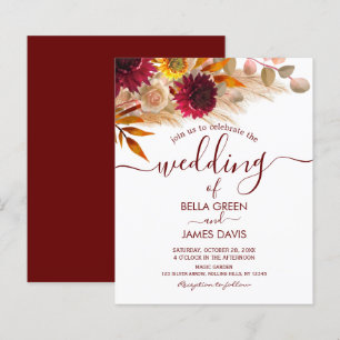 Lámina Invitación a la boda de follaje de caligrafía de p