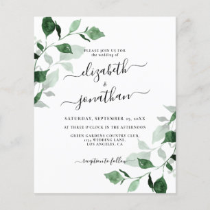 Lámina Invitación a la boda de follaje de vegetación de p