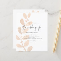 Invitación a la boda de follaje moderno de presupu