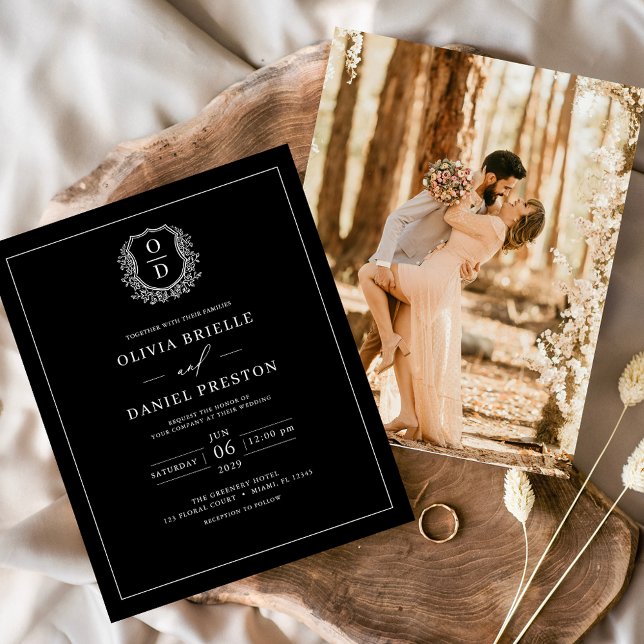 Lámina Invitación a la boda de foto negra del Escudo de p (Subido por el creador)