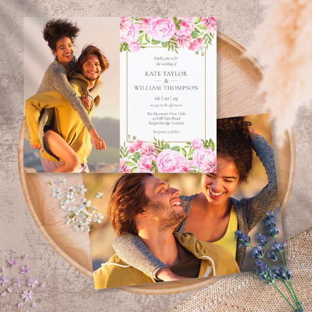 Lámina Invitación a la boda de fotos de flores de Rosas d (Subido por el creador)