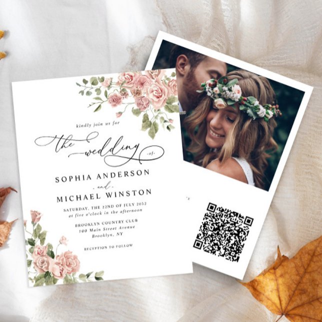 Lámina Invitación a la boda de fotos de flores rosadas de (Subido por el creador)